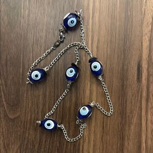 Evil Eye Blue and Silver Necklace